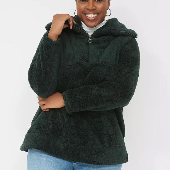 LANE BRYANT - Sherpa Half-Zip Pullover - Picture 1 of 4